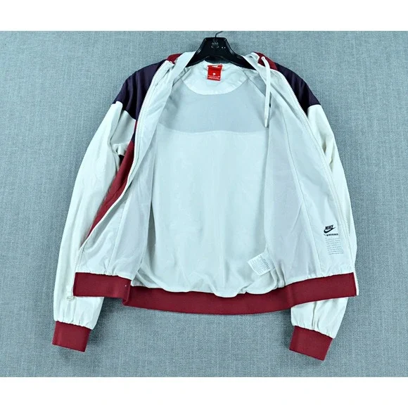 Nike Jacket Women's S Burgundy White Black The WindRunner Windbreaker Full Zip - Picture 11 of 13
